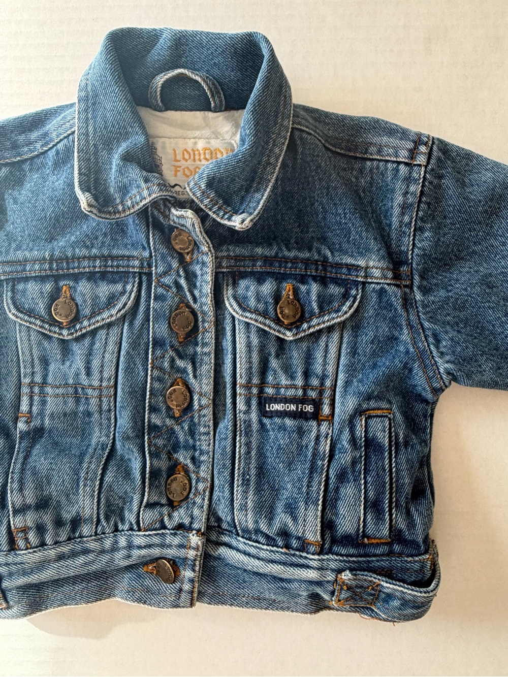 Vintage London Fog Kids Denim Trucker Jacket Blue Jean L